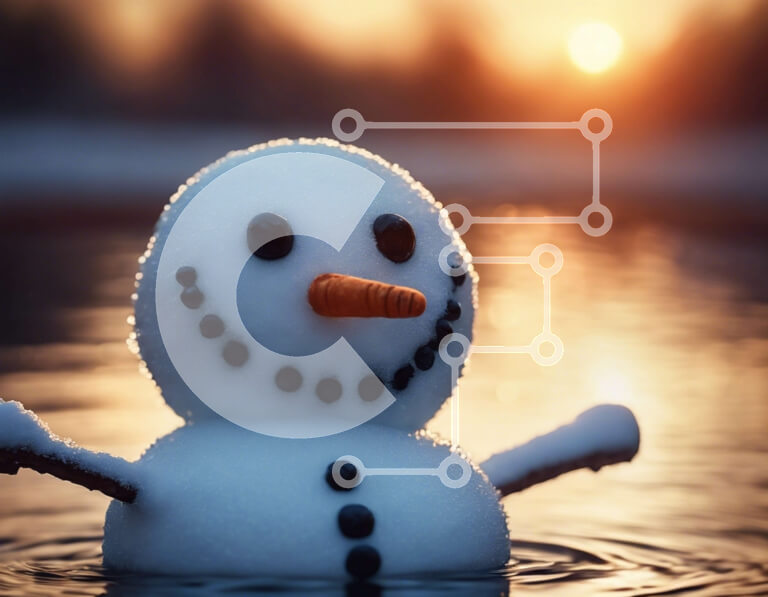 Intra Συλλεκτικό Ξύλινο Παζλ Plywood  4mm - Χιονάνθρωπος που στέκεται στο νερό - Διακόσμηση χειμερινών εορτασμών Σε Ξύλινο Κουτί - Διαστάσεις: 10x10 cm – 25 κομμάτια