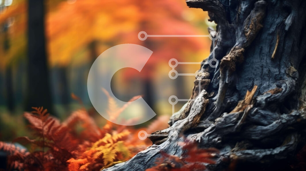 Intra Συλλεκτικό Ξύλινο Παζλ Plywood  4mm - Φθινοπωρινός κορμός δασικού δέντρου με πολύχρωμα φύλλα και φτέρες Σε Ξύλινο Κουτί - Διαστάσεις: 10x10 cm – 25 κομμάτια