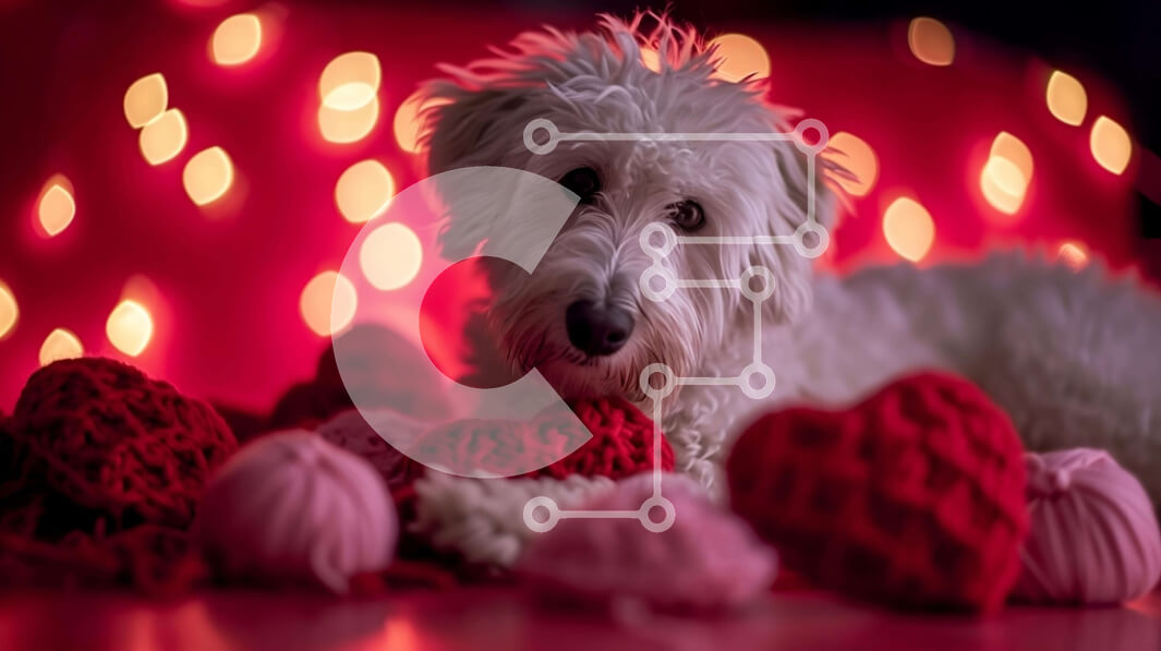 Σετ των 2 Intra Συλλεκτικό Ξύλινο Παζλ Plywood  4mm - Λευκός σκύλος που χαλαρώνει σε διακοσμήσεις σε σχήμα καρδιάς Σε Ξύλινο Κουτί - Διαστάσεις: 10x10 cm – 25 κομμάτια