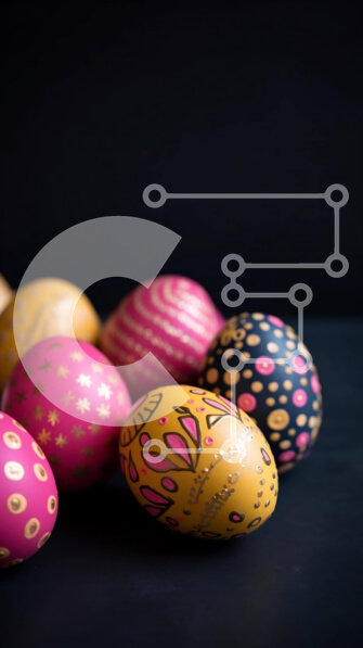 Intra Συλλεκτικό Ξύλινο Παζλ Plywood  4mm - Πολύχρωμα Πασχαλινά αυγά σε μαύρο φόντο Σε Ξύλινο Κουτί - Διαστάσεις Puzzle: 10x10 cm – 25 κομμάτια