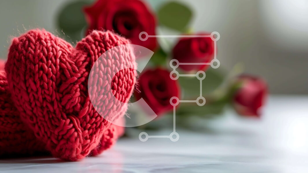 Intra Συλλεκτικό Ξύλινο Παζλ Plywood  4mm - Κόκκινο πλεκτό πουλόβερ σε σχήμα καρδιάς και τριαντάφυλλα Σε Ξύλινο Κουτί - Διαστάσεις: 10x10 cm – 25 κομμάτια