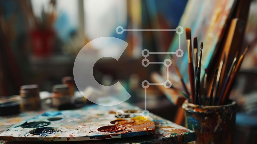 Intra Συλλεκτικό Ξύλινο Παζλ Plywood  4mm - Χώρος εργασίας καλλιτέχνη με χρώματα και πινέλα Σε Ξύλινο Κουτί - Διαστάσεις Puzzle: 10x10 cm – 25 κομμάτια