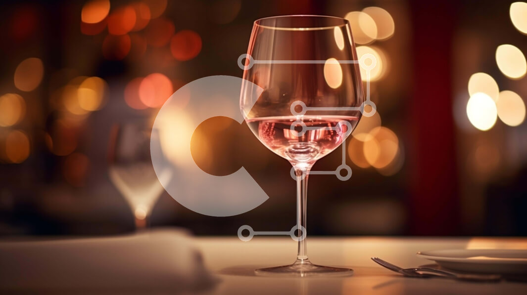 Σετ των 2 Intra Συλλεκτικό Ξύλινο Παζλ Plywood  4mm - Ποτήρι ροζ κρασί στο τραπέζι του εστιατορίου Σε Ξύλινο Κουτί - Διαστάσεις: 10x10 cm – 25 κομμάτια