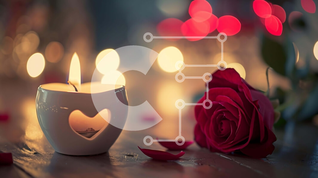 Intra Συλλεκτικό Ξύλινο Παζλ Plywood  4mm - Ρομαντική σύνθεση με κερί και τριαντάφυλλο Σε Ξύλινο Κουτί - Διαστάσεις Puzzle: 10x10 cm – 25 κομμάτια