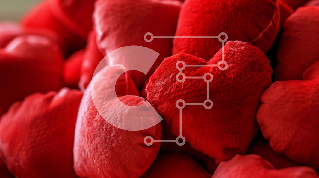 Intra Συλλεκτικό Ξύλινο Παζλ Plywood  4mm - Κόκκινα μαξιλάρια σε σχήμα καρδιάς για την ημέρα του Αγίου Βαλεντίνου Σε Ξύλινο Κουτί - Διαστάσεις Puzzle: 10x10 cm – 25 κομμάτια