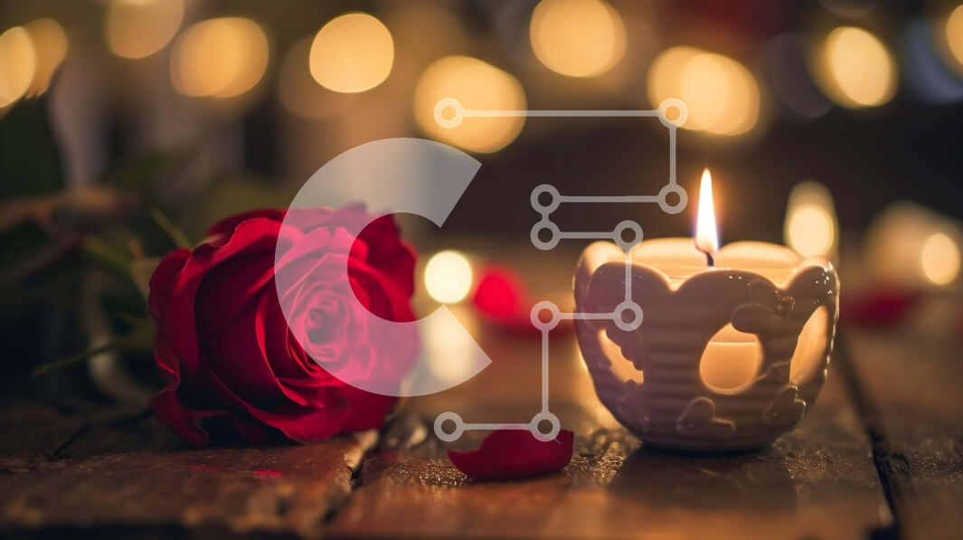 Intra Συλλεκτικό Ξύλινο Παζλ Plywood  4mm - Ρομαντικό κόκκινο τριαντάφυλλο και κερί σε ξύλινο τραπέζι Σε Ξύλινο Κουτί - Διαστάσεις Puzzle: 10x10 cm – 25 κομμάτια