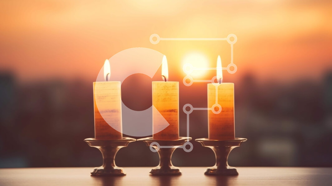 Intra Συλλεκτικό Ξύλινο Παζλ Plywood  4mm - Αναμμένα κεριά στο τραπέζι με τον ορίζοντα της πόλης στο ηλιοβασίλεμα Σε Ξύλινο Κουτί - Διαστάσεις Puzzle: 10x10 cm – 25 κομμάτια