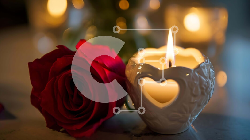 Σετ των 2 Intra Συλλεκτικό Ξύλινο Παζλ Plywood  4mm - Ρομαντικό σκηνικό με κόκκινο τριαντάφυλλο και κεριά Σε Ξύλινο Κουτί - Διαστάσεις: 10x10 cm – 25 κομμάτια