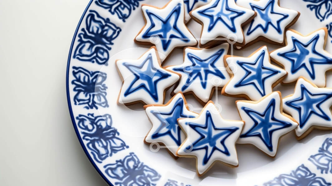 Σετ των 2 Intra Συλλεκτικό Ξύλινο Παζλ Plywood  4mm - Πιάτο με μπισκότα σε σχήμα αστεριού με πεταλούδες και λουλουδάτα διακοσμητικά Σε Ξύλινο Κουτί - Διαστάσεις: 10x10 cm – 25 κομμάτια