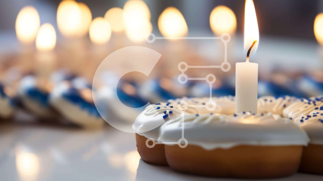 Σετ των 2 Intra Συλλεκτικό Ξύλινο Παζλ Plywood  4mm - Ομάδα από μπλε και άσπρα παγωμένα ντόνατς με κεριά Σε Ξύλινο Κουτί - Διαστάσεις: 10x10 cm – 25 κομμάτια