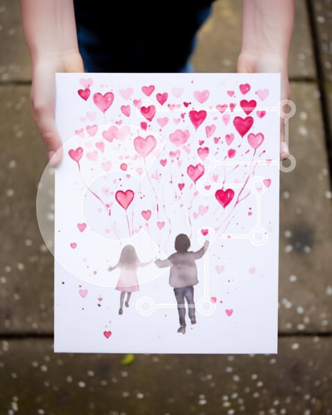 Intra Συλλεκτικό Ξύλινο Παζλ Plywood  4mm - Ζωγραφική για την ημέρα του Αγίου Βαλεντίνου με καρδιές και μπαλόνια Σε Ξύλινο Κουτί - Διαστάσεις Puzzle: 10x10 cm – 25 κομμάτια