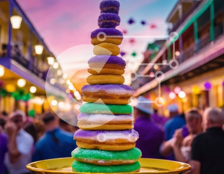 Σετ των 2 Intra Συλλεκτικό Ξύλινο Παζλ Plywood  4mm - Πολύχρωμη στοίβα ντόνατς - Νόστιμες λιχουδιές για κάθε περίσταση Σε Ξύλινο Κουτί - Διαστάσεις: 10x10 cm – 25 κομμάτια