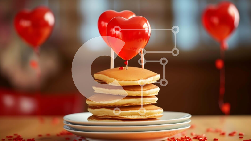 Σετ των 2 Intra Συλλεκτικό Ξύλινο Παζλ Plywood  4mm - Στοίβα από τηγανίτες με κόκκινα μπαλόνια Σε Ξύλινο Κουτί - Διαστάσεις: 10x10 cm – 25 κομμάτια