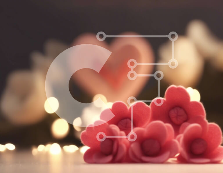 Intra Συλλεκτικό Ξύλινο Παζλ Plywood  4mm - Ομάδα μικρών ροζ λουλουδιών σε τραπέζι με φώτα φόντου Σε Ξύλινο Κουτί - Διαστάσεις Puzzle: 10x10 cm – 25 κομμάτια