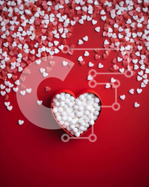 Intra Συλλεκτικό Ξύλινο Παζλ Plywood  4mm - Κουτί σε σχήμα καρδιάς γεμάτο marshmallows και καρδιές Σε Ξύλινο Κουτί - Διαστάσεις: 10x10 cm – 25 κομμάτια