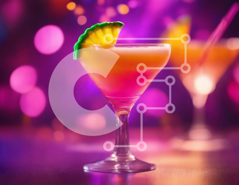 Σετ των 2 Intra Συλλεκτικό Ξύλινο Παζλ Plywood  4mm - Πολύχρωμα ποτήρια κοκτέιλ με γαρνιτούρα ανανά Σε Ξύλινο Κουτί - Διαστάσεις: 10x10 cm – 25 κομμάτια