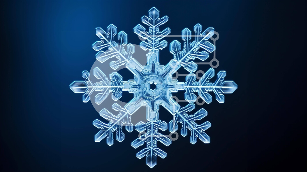 Intra Συλλεκτικό Ξύλινο Παζλ Plywood  4mm - Κύβος πάγου σε σχήμα νιφάδας χιονιού σε μπλε φόντο Σε Ξύλινο Κουτί - Διαστάσεις Puzzle: 10x10 cm – 25 κομμάτια