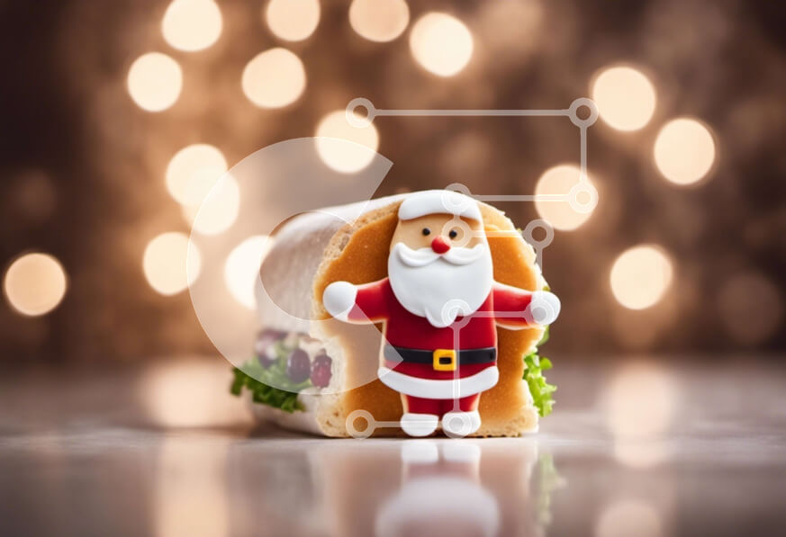 Σετ των 2 Intra Συλλεκτικό Ξύλινο Παζλ Plywood  4mm - Εορταστικό παιχνίδι Άγιος Βασίλης σάντουιτς με μαρούλι και λαχανικά Σε Ξύλινο Κουτί - Διαστάσεις: 10x10 cm – 25 κομμάτια