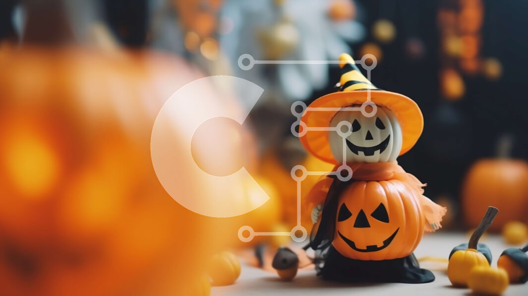 Intra Συλλεκτικό Ξύλινο Παζλ Plywood  4mm - Εορταστικό παιχνίδι κολοκύθας με καπέλο Jack-o'-Lantern στο τραπέζι Σε Ξύλινο Κουτί - Διαστάσεις Puzzle: 10x10 cm – 25 κομμάτια