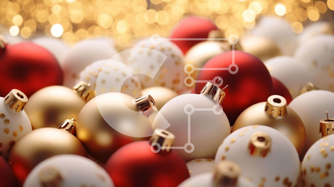 Intra Συλλεκτικό Ξύλινο Παζλ Plywood  4mm - Εορταστικά Χριστουγεννιάτικα Στολίδια - Λευκές, Κόκκινες και Χρυσές Μπάλες Σε Ξύλινο Κουτί - Διαστάσεις: 10x10 cm – 25 κομμάτια