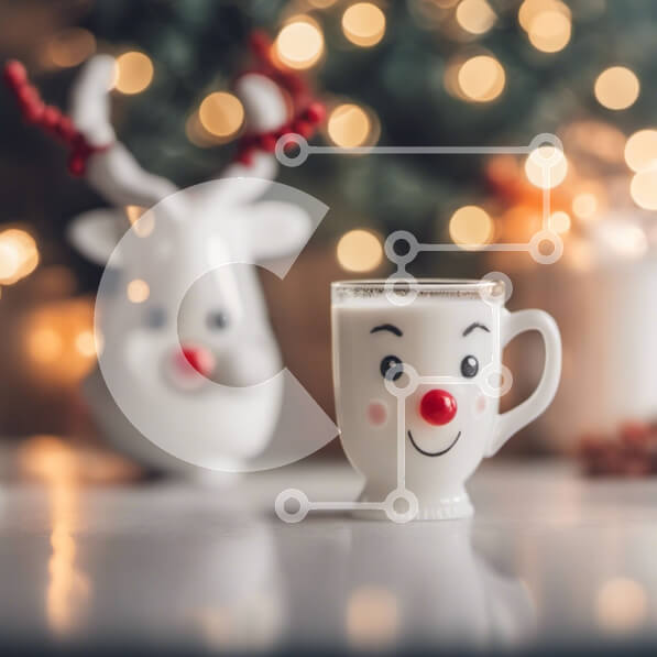 Intra Συλλεκτικό Ξύλινο Παζλ Plywood  4mm - Εορταστικά ειδώλια ταράνδων με χριστουγεννιάτικο δέντρο και καφέ Σε Ξύλινο Κουτί - Διαστάσεις: 10x10 cm – 25 κομμάτια