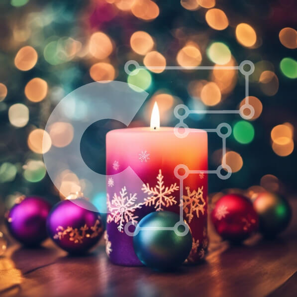 Intra Συλλεκτικό Ξύλινο Παζλ Plywood  4mm - Πολύχρωμο Χριστουγεννιάτικο κερί με στολίδια και φωτάκια Σε Ξύλινο Κουτί - Διαστάσεις: 10x10 cm – 25 κομμάτια