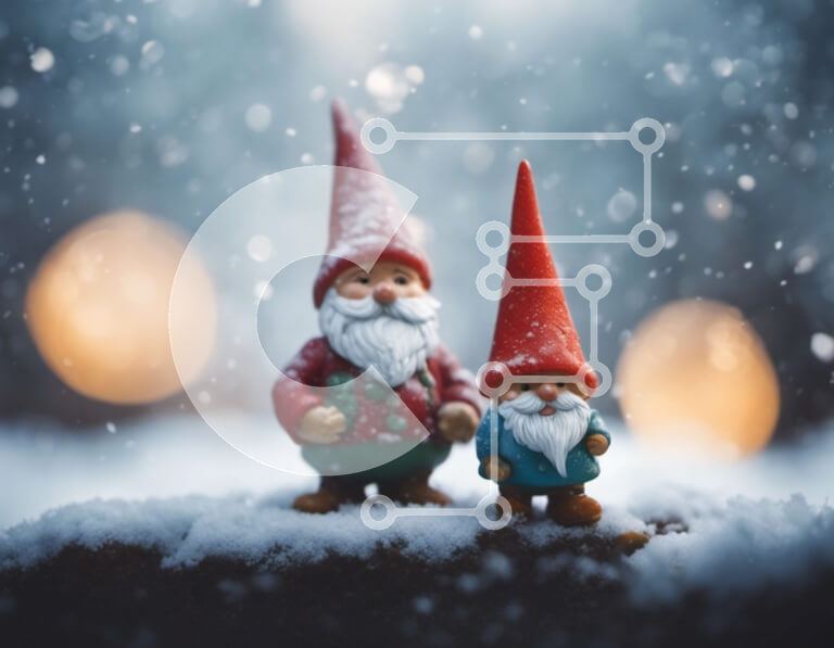 Intra Συλλεκτικό Ξύλινο Παζλ Plywood  4mm - Δύο καλικάντζαροι που γιορτάζουν την περίοδο των διακοπών στο χιόνι Σε Ξύλινο Κουτί - Διαστάσεις: 10x10 cm – 25 κομμάτια