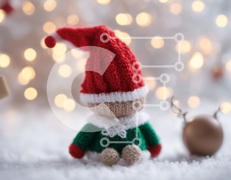 Intra Συλλεκτικό Ξύλινο Παζλ Plywood  4mm - Κούκλα ξωτικού σε νιφάδες χιονιού με χριστουγεννιάτικα στολίδια Σε Ξύλινο Κουτί - Διαστάσεις: 10x10 cm – 25 κομμάτια