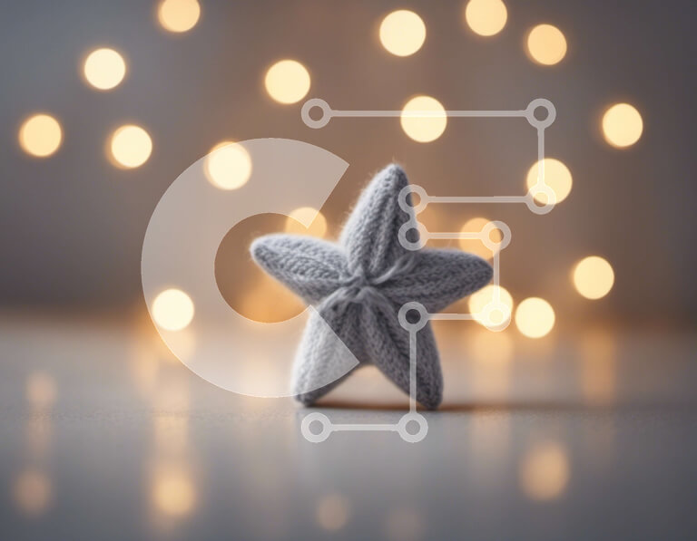 Intra Συλλεκτικό Ξύλινο Παζλ Plywood  4mm - Πλεκτό παιχνίδι σε σχήμα αστεριού σε φόντο πολύχρωμα φώτα Σε Ξύλινο Κουτί - Διαστάσεις Puzzle: 10x10 cm – 25 κομμάτια