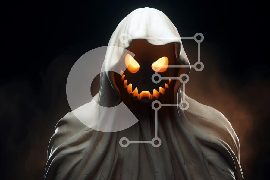 Intra Συλλεκτικό Ξύλινο Παζλ Plywood  4mm - Halloween Spirit - Λευκή φιγούρα με κουκούλα με λαμπερά μάτια Σε Ξύλινο Κουτί - Διαστάσεις Puzzle: 10x10 cm – 25 κομμάτια