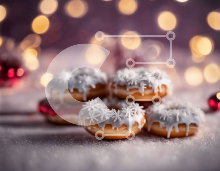 Σετ των 2 Intra Συλλεκτικό Ξύλινο Παζλ Plywood  4mm - Γιορτινοί λουκουμάδες με γλάσο και νιφάδες χιονιού Σε Ξύλινο Κουτί - Διαστάσεις: 10x10 cm – 25 κομμάτια