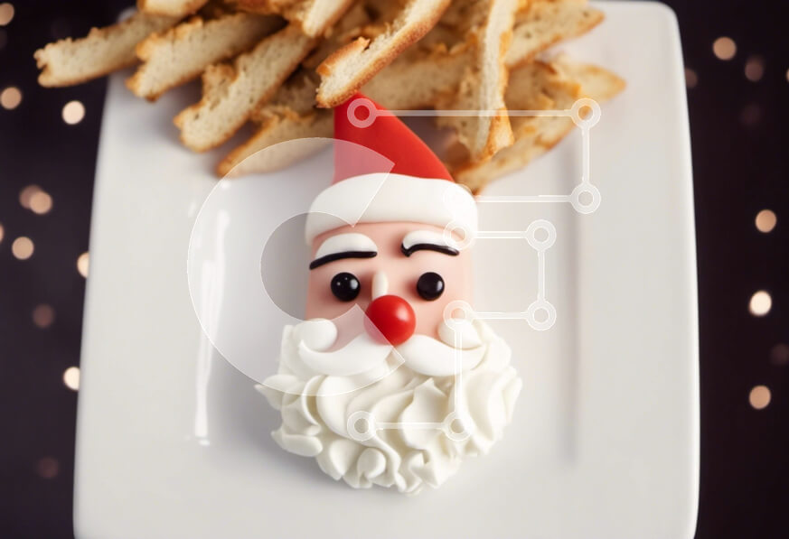 Σετ των 2 Intra Συλλεκτικό Ξύλινο Παζλ Plywood  4mm - Cheesecake σε σχήμα Άγιου Βασίλη σε λευκό πιάτο Σε Ξύλινο Κουτί - Διαστάσεις: 10x10 cm – 25 κομμάτια