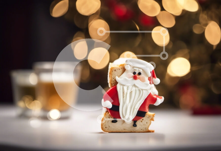 Intra Συλλεκτικό Ξύλινο Παζλ Plywood  4mm - Ειδώλιο Άγιου Βασίλη στο ψωμί με φόντο το χριστουγεννιάτικο δέντρο Σε Ξύλινο Κουτί - Διαστάσεις: 10x10 cm – 25 κομμάτια