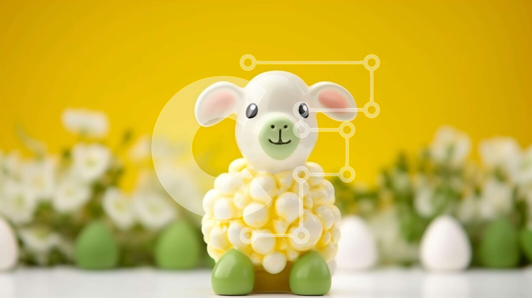 Intra Συλλεκτικό Ξύλινο Παζλ Plywood  4mm - Πασχαλινό παιχνίδι προβάτων λαγουδάκι με αυγά και λουλούδια Σε Ξύλινο Κουτί - Διαστάσεις: 10x10 cm – 25 κομμάτια