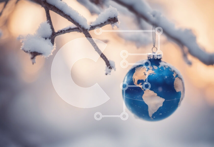 Intra Συλλεκτικό Ξύλινο Παζλ Plywood  4mm - Χιονισμένο κλαδί δέντρου με στολίδι σφαιρών Σε Ξύλινο Κουτί - Διαστάσεις: 10x10 cm – 25 κομμάτια