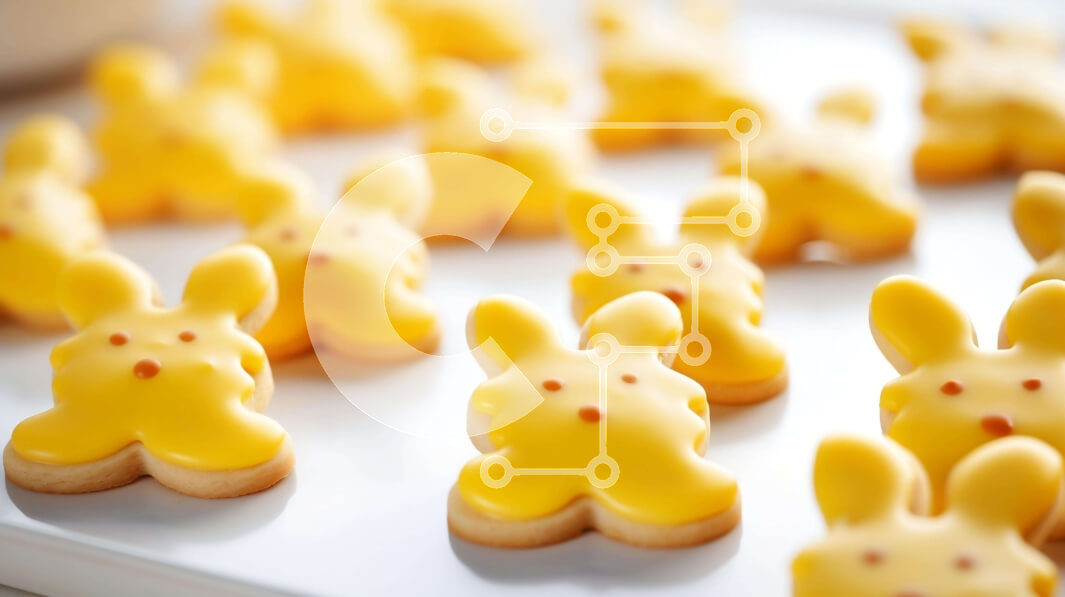 Intra Συλλεκτικό Ξύλινο Παζλ Plywood  4mm - Πασχαλινά κουλουράκια σε σχήμα κουνελιού στο δίσκο Σε Ξύλινο Κουτί - Διαστάσεις: 10x10 cm – 25 κομμάτια