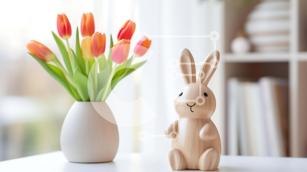 Intra Συλλεκτικό Ξύλινο Παζλ Plywood  4mm - Ξύλινο ειδώλιο λαγουδάκι με τουλίπες και βιβλία Σε Ξύλινο Κουτί - Διαστάσεις: 10x10 cm – 25 κομμάτια