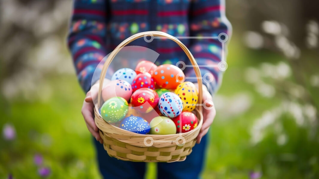 Intra Συλλεκτικό Ξύλινο Παζλ Plywood  4mm - Παιδί με το Πασχαλινό καλάθι γεμάτο με πολύχρωμα αυγά Σε Ξύλινο Κουτί - Διαστάσεις: 10x10 cm – 25 κομμάτια