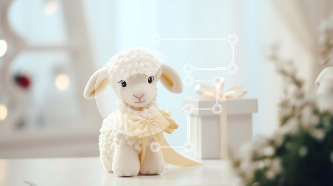 Intra Συλλεκτικό Ξύλινο Παζλ Plywood  4mm - Λευκό αρνίσιο ειδώλιο με γιορτινά δώρα σε ξύλινο τραπέζι Σε Ξύλινο Κουτί - Διαστάσεις: 10x10 cm – 25 κομμάτια