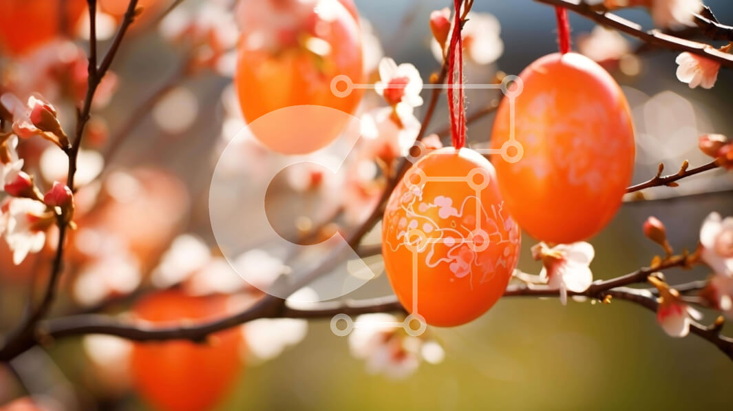 Intra Συλλεκτικό Ξύλινο Παζλ Plywood  4mm - Πασχαλινά αυγά που κρέμονται από κλαδί δέντρου με λουλούδια Σε Ξύλινο Κουτί - Διαστάσεις: 10x10 cm – 25 κομμάτια