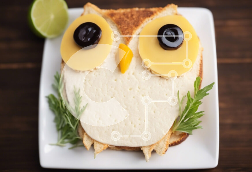 Σετ των 2 Intra Συλλεκτικό Ξύλινο Παζλ Plywood  4mm - Σάντουιτς σε σχήμα κουκουβάγιας με τυρί και ελιές Σε Ξύλινο Κουτί - Διαστάσεις: 10x10 cm – 25 κομμάτια