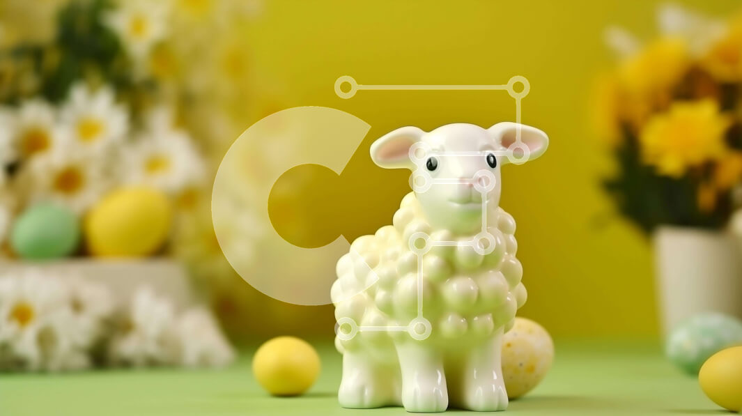 Intra Συλλεκτικό Ξύλινο Παζλ Plywood  4mm - Πασχαλινή γιορτή με ειδώλιο προβάτου, αυγά και λουλούδια Σε Ξύλινο Κουτί - Διαστάσεις: 10x10 cm – 25 κομμάτια