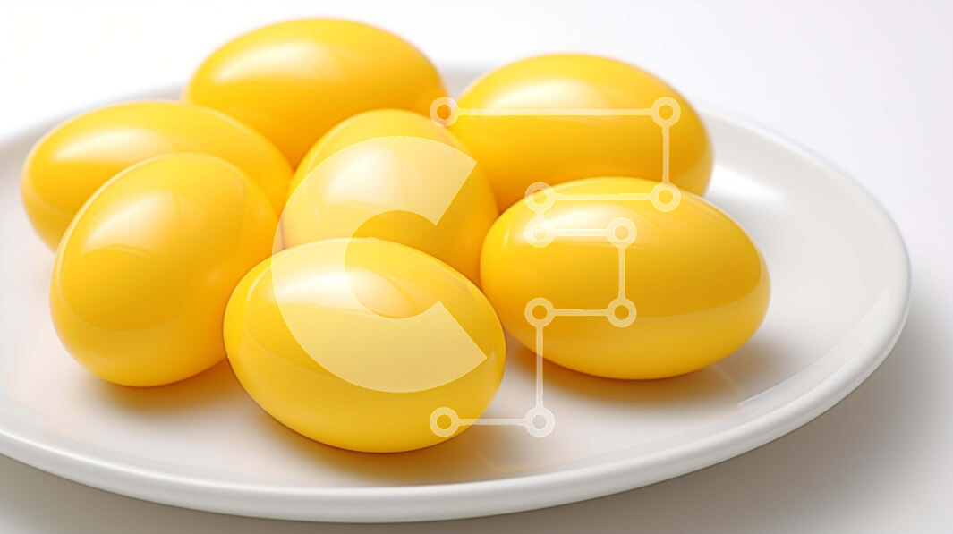 Σετ των 2 Intra Συλλεκτικό Ξύλινο Παζλ Plywood  4mm - Έξι κίτρινα αυγά στο άσπρο πιάτο Σε Ξύλινο Κουτί - Διαστάσεις: 10x10 cm – 25 κομμάτια