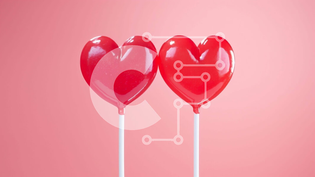 Intra Συλλεκτικό Ξύλινο Παζλ Plywood  4mm - Γλειφιτζούρια σε σχήμα καρδιάς σε ροζ φόντο για την ημέρα του Αγίου Βαλεντίνου Σε Ξύλινο Κουτί - Διαστάσεις: 10x10 cm – 25 κομμάτια