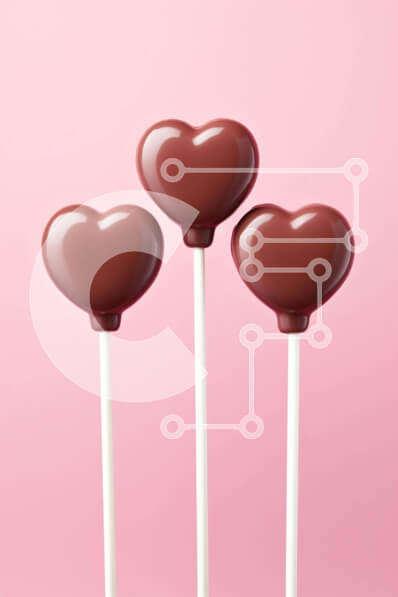 Σετ των 2 Intra Συλλεκτικό Ξύλινο Παζλ Plywood  4mm - Σοκολατένια γλειφιτζούρια σε σχήμα καρδιάς σε ροζ φόντο Σε Ξύλινο Κουτί - Διαστάσεις: 10x10 cm – 25 κομμάτια