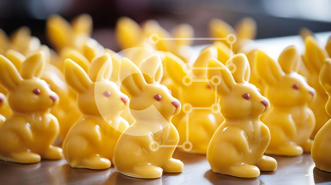 Intra Συλλεκτικό Ξύλινο Παζλ Plywood  4mm - Ομάδα κίτρινων ειδωλίων λαγουδάκι για πασχαλινές διακοσμήσεις Σε Ξύλινο Κουτί - Διαστάσεις Puzzle: 10x10 cm – 25 κομμάτια