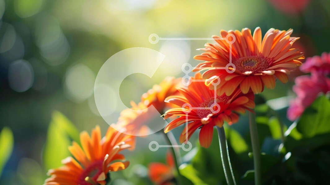 Intra Συλλεκτικό Ξύλινο Παζλ Plywood  4mm - Κοντινό πλάνο με πορτοκαλί και ροζ λουλούδια στο πράσινο Σε Ξύλινο Κουτί - Διαστάσεις: 10x10 cm – 25 κομμάτια