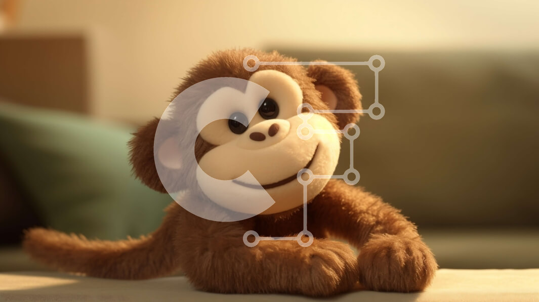 Intra Συλλεκτικό Ξύλινο Παζλ Plywood  4mm - Χαρούμενο και χαλαρωτικό ζώο με γέμιση καφέ μαϊμού που κάθεται στον καναπέ Σε Ξύλινο Κουτί - Διαστάσεις Puzzle: 10x10 cm – 25 κομμάτια