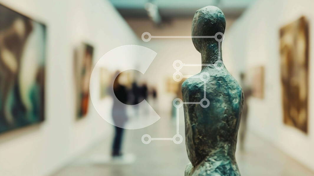 Intra Συλλεκτικό Ξύλινο Παζλ Plywood  4mm - Πινακοθήκη με άγαλμα και επισκέπτες Σε Ξύλινο Κουτί - Διαστάσεις Puzzle: 10x10 cm – 25 κομμάτια