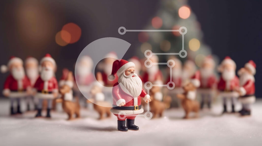 Intra Συλλεκτικό Ξύλινο Παζλ Plywood  4mm - Ειδώλια Άγιου Βασίλη και ταράνδων στο χιόνι Σε Ξύλινο Κουτί - Διαστάσεις: 10x10 cm – 25 κομμάτια